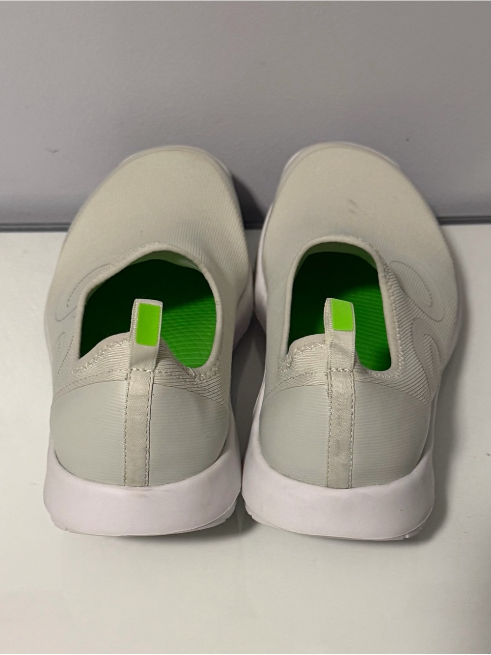 OOFOS Women's Slip-On Sneakers in Cream with Lime Green Accents - Picture 4 of 6